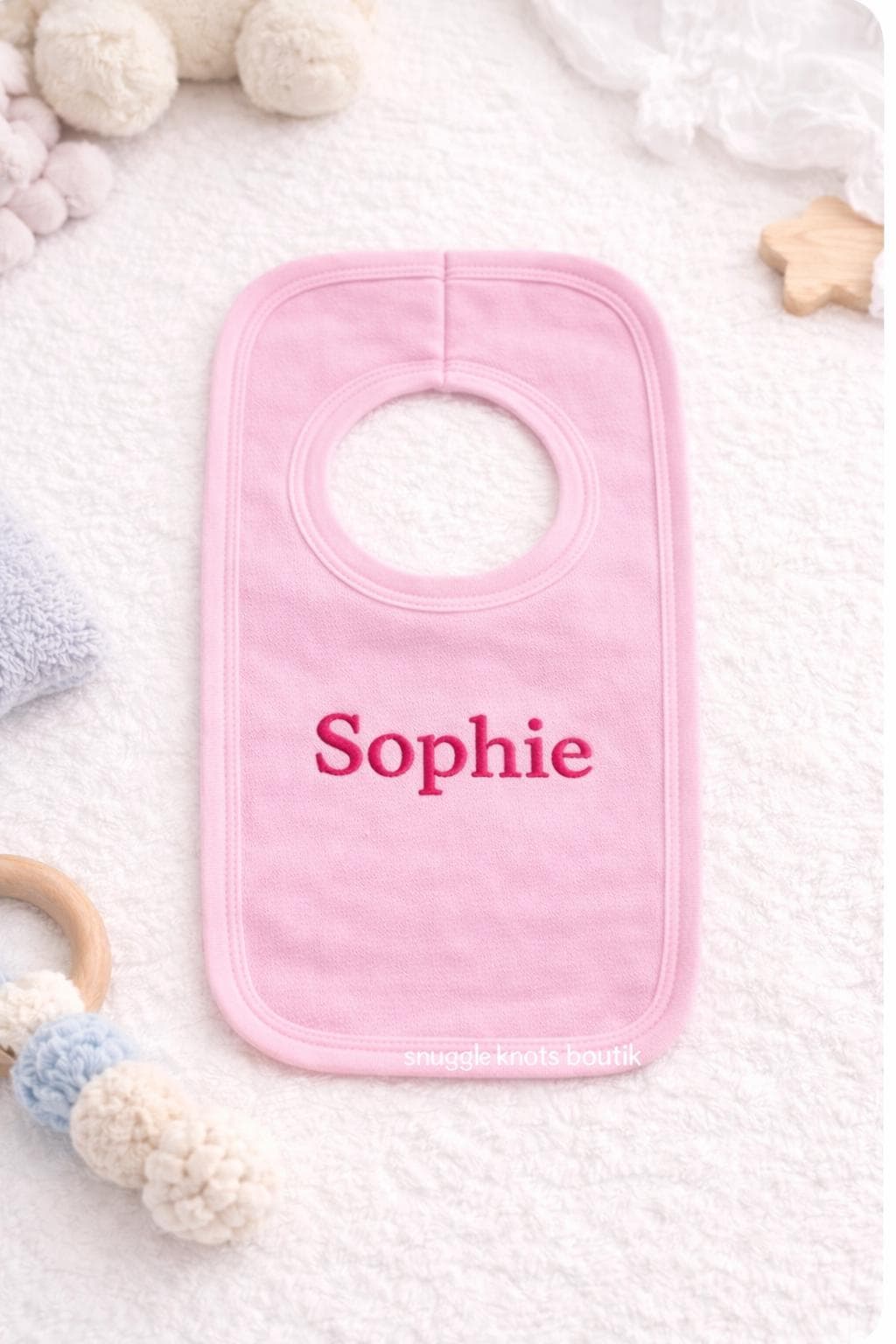 Personalised Baby Bib – Embroidered Pull Over Cotton Bib