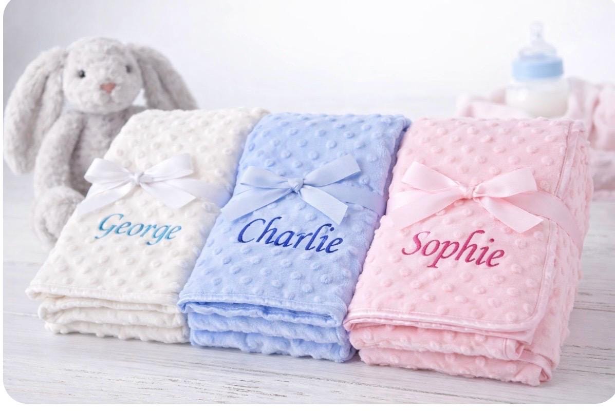 Personalised Embroidered Velour Blanket | Custom Baby Name Soft Throw