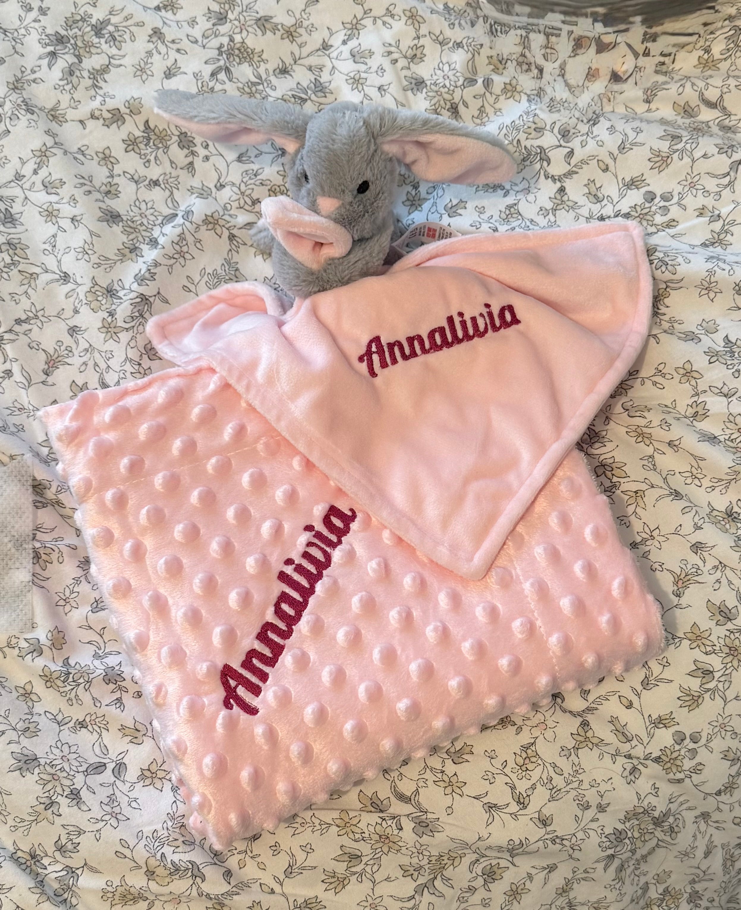 Personalised Baby Bundle – Embroidered Baby Comforter and Velour Blanket