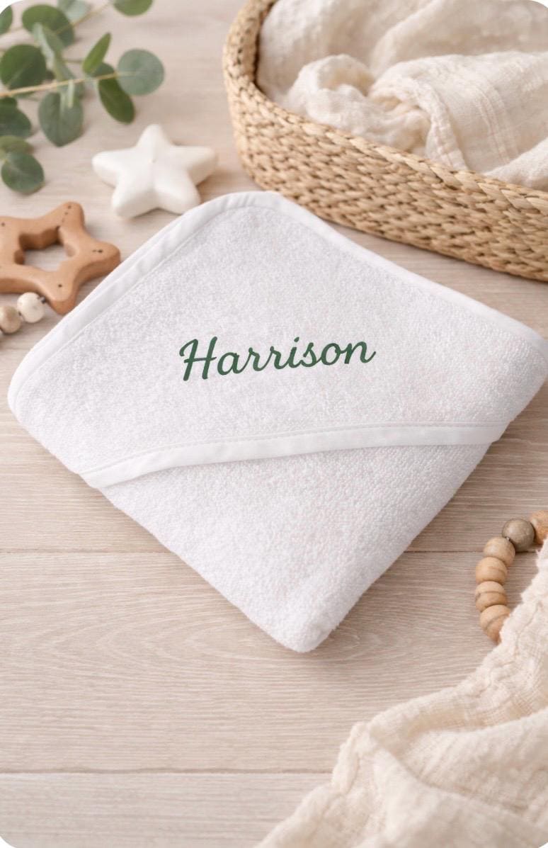 Embroidered Baby Hooded Towel | Personalized Newborn Gift