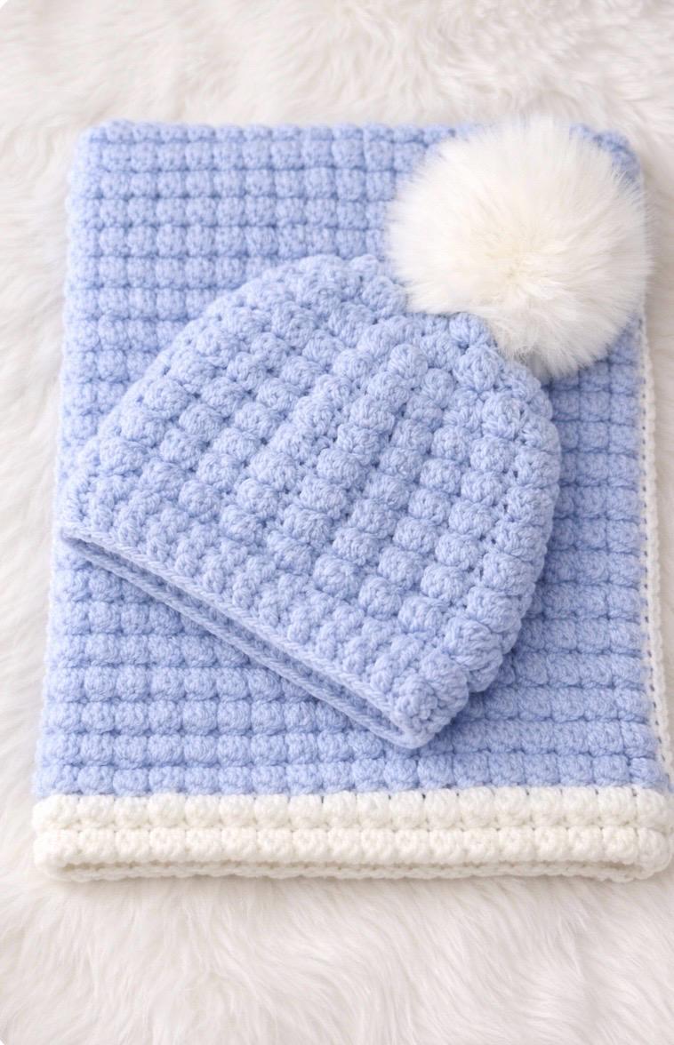 Handmade Baby Hat & Matching Blanket Set – Made to Order